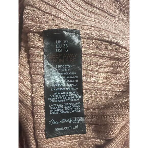 Miss Selfridge Women's Pink Ribbed Crop Top Open Back Size 6 - Picture 7 of 7